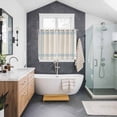thumbnail image 3 of Blue Striped Kitchen Curtains 72 Inch Length, Farmhouse Beige Geometric Minimalist Grommet Top Bedroom Living Room Curtains, Light Filtering Cafe Curtain Drapes 2 Panels Set 104''x72'', 3 of 9