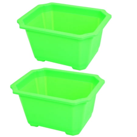 Lady Green Garden Centre Christmas Unique Bargains Plastic Rectangle Shaped Home Garden Window Decor Plant Flower Pot Green 2pcs for Christmas ()
