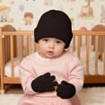 thumbnail image 2 of lnmuld Kids Winter Hat Solid Color Soft Lined Winter Hat and Mittens Set for Toddler Boys Girls Youth Cold Weather Size:2-8 Years, 2 of 5