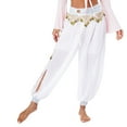 thumbnail image 2 of iiniim Women's Belly Dance Trousers Sequins Bloomers Lantern Loose Pants India Dance White One Size, 2 of 7