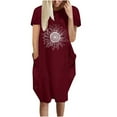 thumbnail image 2 of Robes pour Femmes 2024 Été Robe Ample Décontractée Imprimé Tournesol Manches Courtes Col en V 50 % de Réduction!, 2 of 5