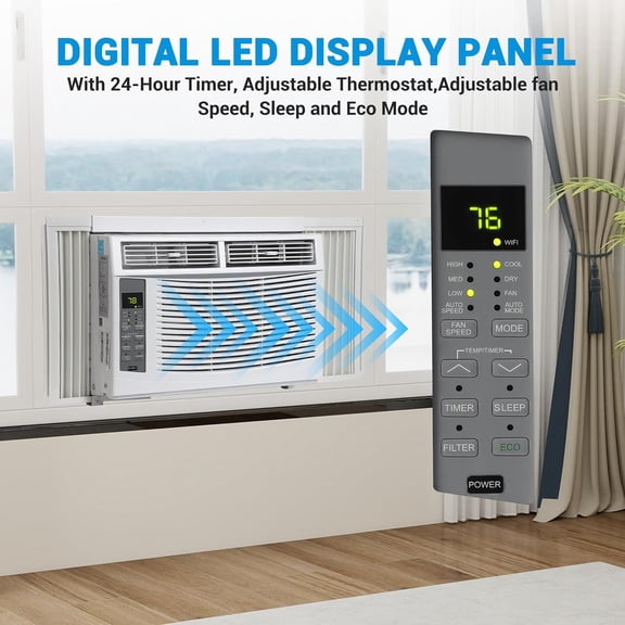 2-Pack 6000 BTU Energy Saving Window AC, App Remote Household Cooler, White