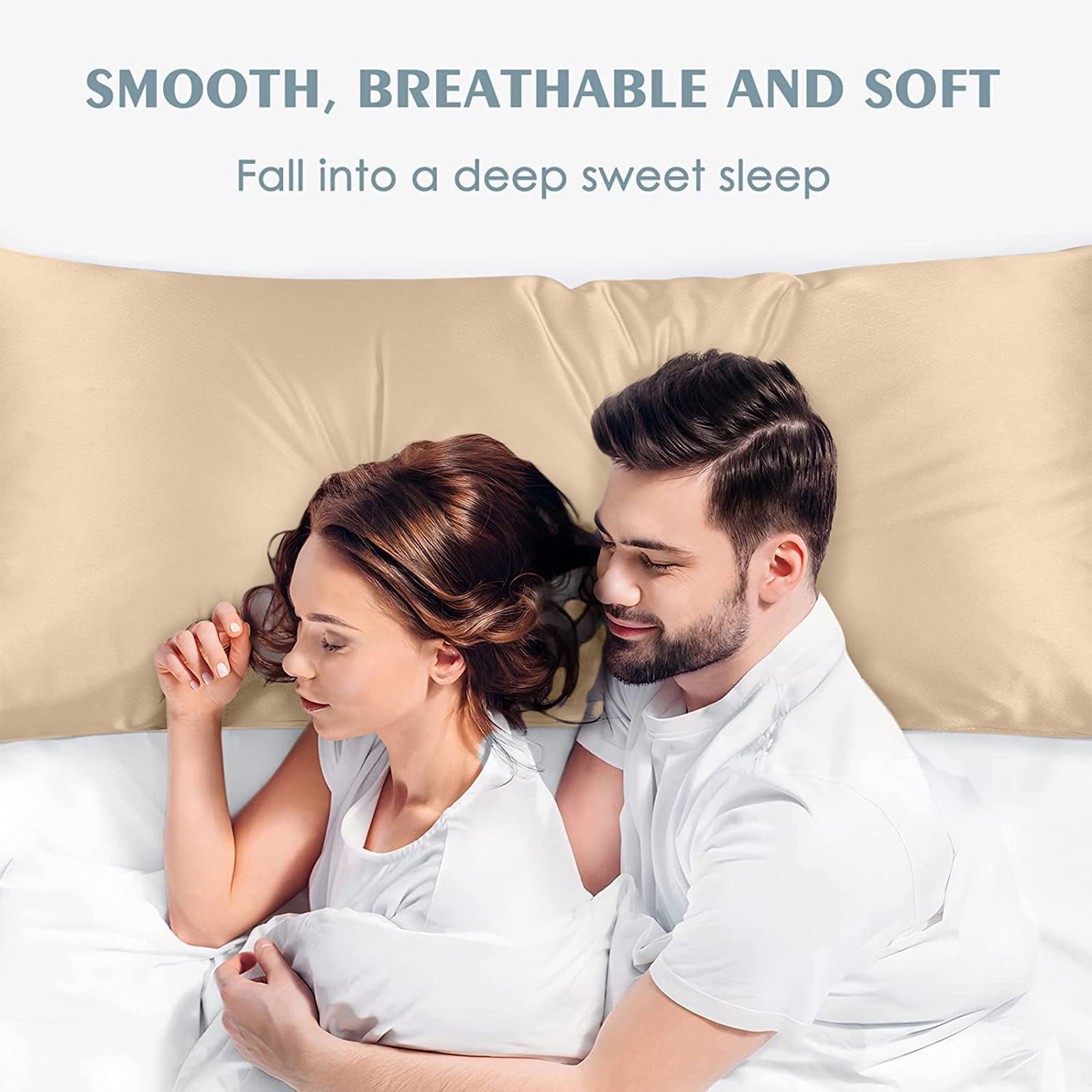 JilgTeok 4 Pcs Satin Silk Pillowcase Hair and Skin Friendly Standard Size 51x137cm with Hidden Zipper Soft Breathable Cool Pillow Covers for Sleeping