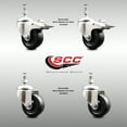 thumbnail image 2 of 3.5 Inch 316SS Soft Rubber Swivel 12mm Threaded Stem Caster Set 2 Lock Brake, 2 of 2