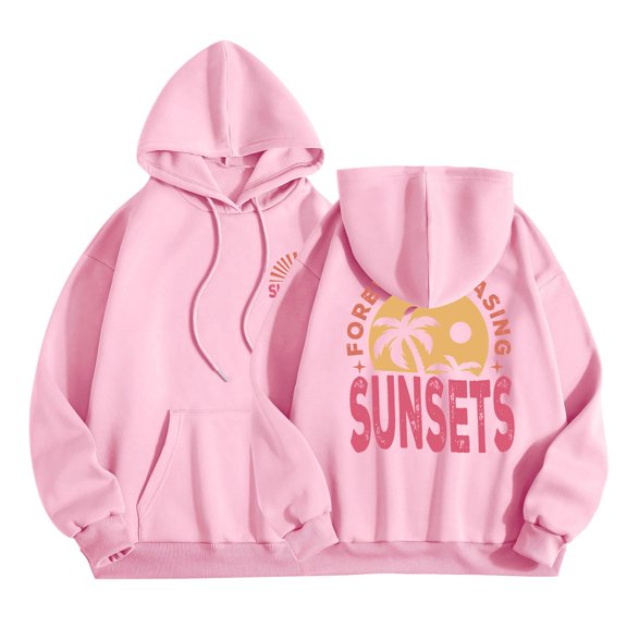 Miaoju Womens Hoodies Long Sleeve Tops Casual Graphic Print Pullover Sweatshirts for Fall & Winter Drop Shoulder