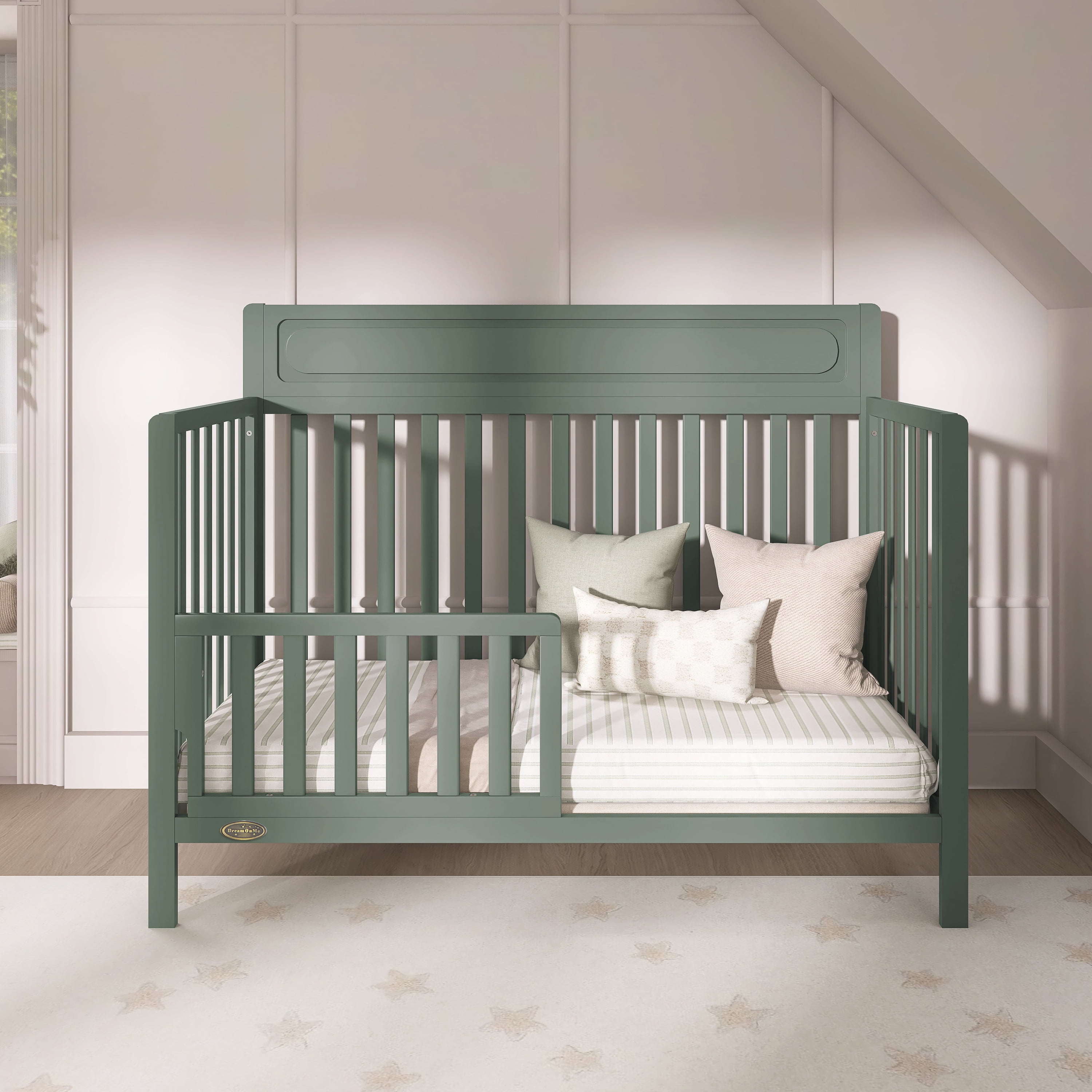Dream On Me Avery 5-in-1 Convertible Crib, Meadow Green