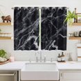 thumbnail image 2 of Black Marble Kitchen Curtains 72 Inch Length, Vintage Minimalism White Abstract Texture Grommet Top Bedroom Living Room Curtains, Light Filtering Cafe Curtain Drapes 2 Panels Set 104''x72'', 2 of 9