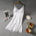thumbnail image 1 of VISgogo Camisón sexy para mujer, sin mangas, cuello en V profundo, encaje, patchwork, bata de seda, vestido, ropa de dormir suave VISgogo  moda, 1 of 1