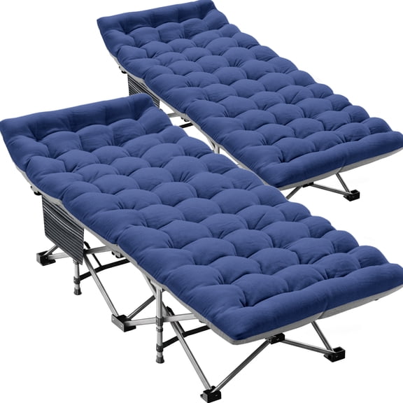 Slsy 2 Pack Folding Bed Cot with 3.3 Inch 2 Sided Mattress, 75"* 28" Folding Camping Cots with Carry Bag, Portable Sleeping Cot Guest Bed