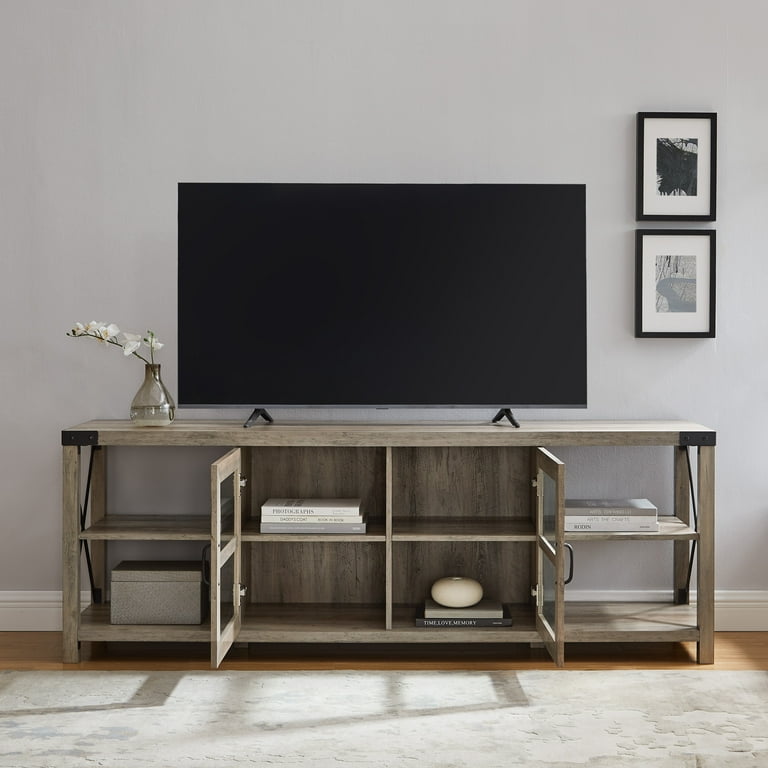 Woven Paths Farmhouse 2-Door Metal X TV Stand - Walmart.com