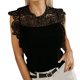 thumbnail image 1 of Sexy camisetas sin mangas para las mujeres Mujeres sin mangas con cuello en V Tops de entrenamiento Impreso Running Casual Athletic T Shirts Chaleco de encaje (Black, S), 1 of 7