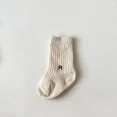 thumbnail image 1 of 1 Pair Baby Sock Korean Simplicity Solid Color Letter R Short Sock for Toddler Boy Girl Spring Summer Cotton Sock for Kids Beige M(2-4 Year), 1 of 6