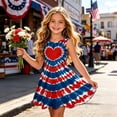 thumbnail image 2 of Bainana July 4Th Dress For Girls Sleeveless Red White And Blue Sundress USA Celebration 250 Years Freedom Patriotic Dress For Toddler And Teens 3-4 Years Blue, 2 of 4