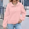 thumbnail image 2 of Mlzmgr Womens Hoodies V Neck Drawstring Pullover Fall Solid Color Loose Comfy Sweatshirts Blouse, 2 of 9