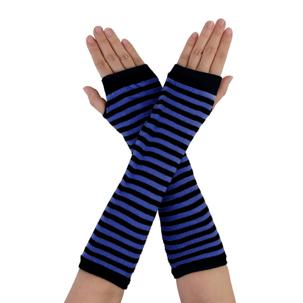 Guantes de punto sin dedos uxcell estampado de rayas para mujer One Size