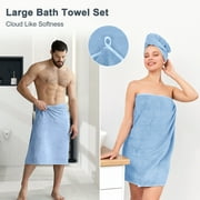 Bath Towels Set of 4, Large 28x 55 Bath Towels Highly Absorbent & Quick Dry, 100% Microfiber Bath Sheets, Soft Luxurious Towels for Bathroom Spa Hotel Gym, Blue