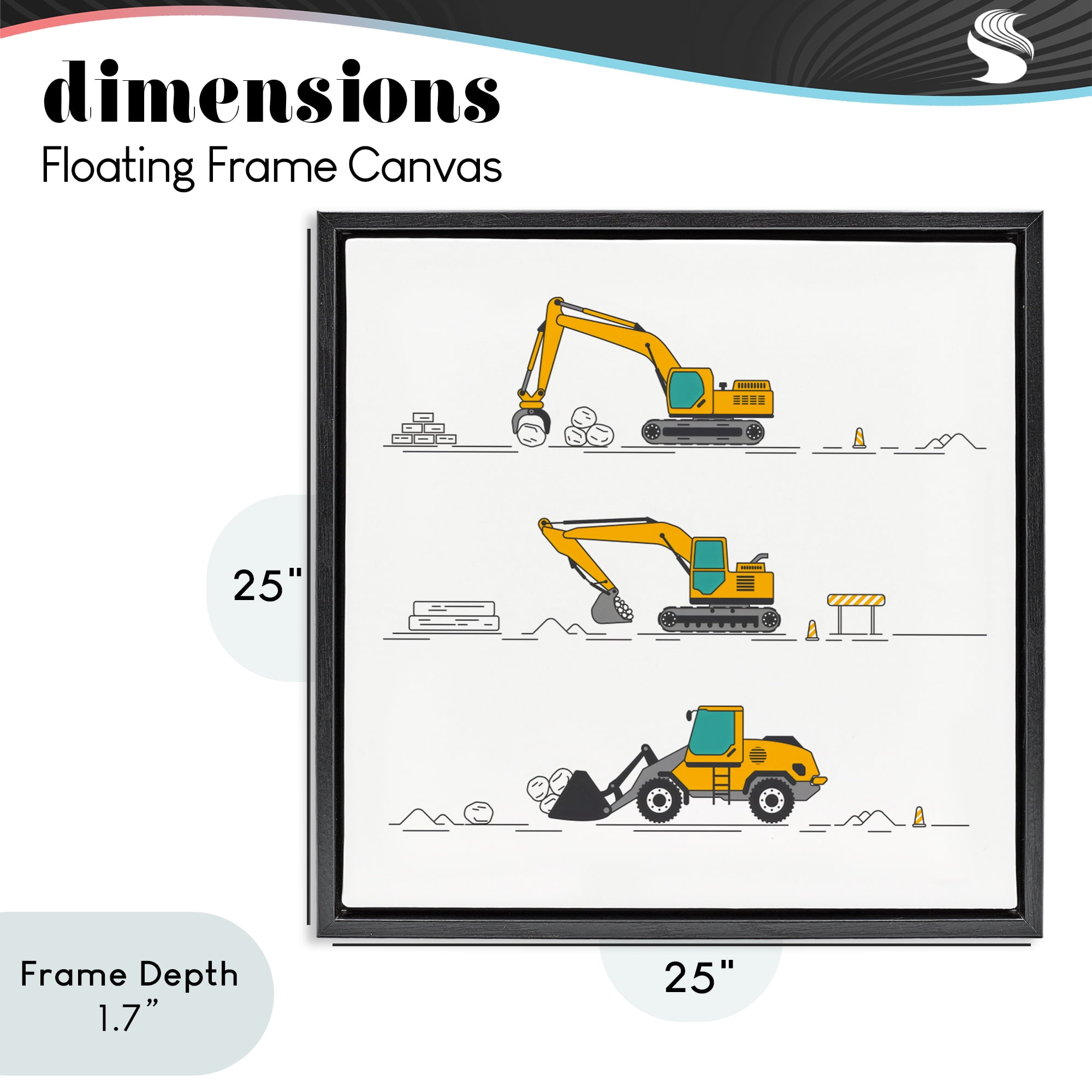 Stupell Industries Construction Digs Machine Black Framed Floater Canvas Wall Art, design by Creative Studio