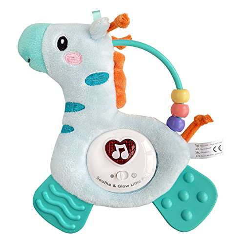 Washable Plush Toys Hang on Crib Stroller Baby Critters Musical Toys Giraffe Teething Toy for Babies,Soothing Musics Giraffe Soft Light & Color Rattle Car Seat