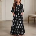 thumbnail image 2 of BLTIBY Boho Dresses for Girls Print Crew Neck Maxi Dress Summer Home Dresses with Pockets Black 5-6 Years, 2 of 7