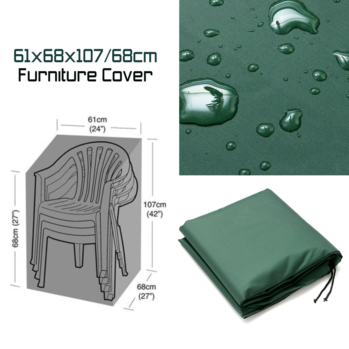 Household Chair Outdoor Stacking Chair Cover Garden Park Patio Chair Furniture Waterproof  70x70x125cmx75cm - image 2 of 6