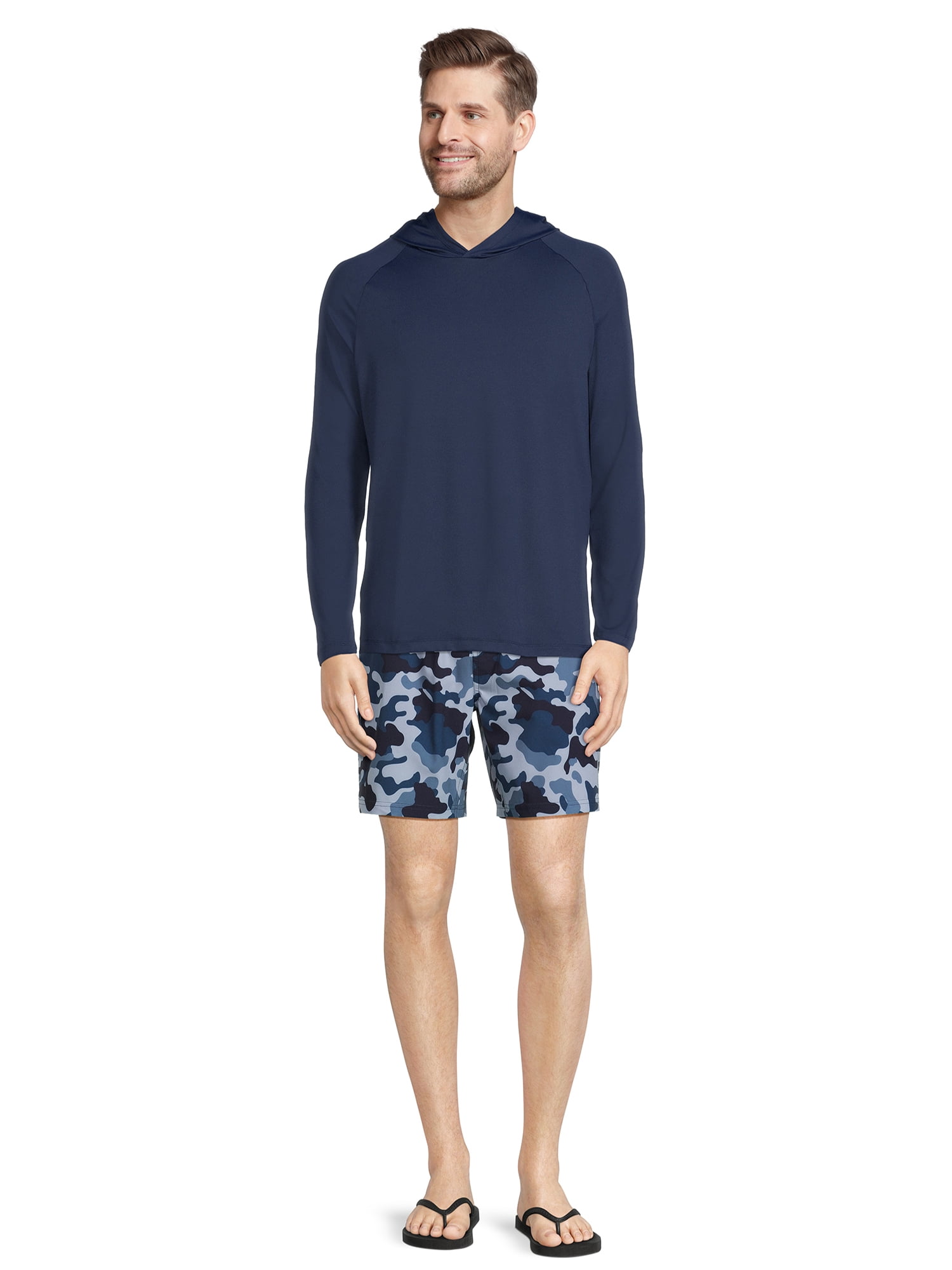 George Men's and Big Men's Long Sleeve Hoodie Rash Guard, up to Size 5XL