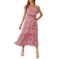 thumbnail image 1 of Vestido PRETTYGARDEN 2024 Floral Boho Cruzado con Cinturón XXL, 1 of 6