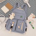 thumbnail image 1 of Mochila con Accesorios y Colgante de Felpa Lindas Mochilas estéticas para Mochila Escolar Mochila para niña-Azul, 1 of 5