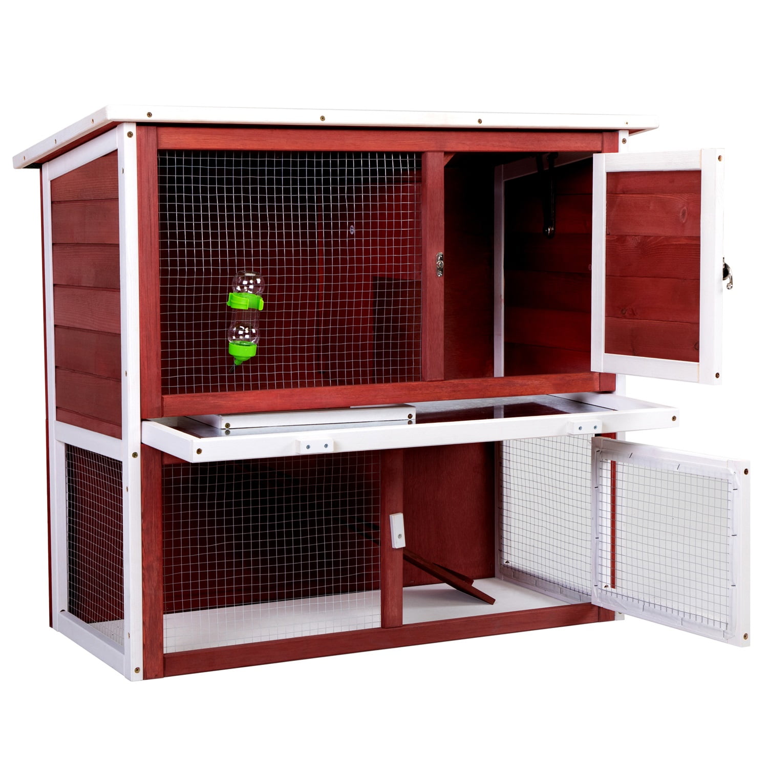 Pefilos 35" Outdoor Rabbit Bunny Hutch for Wooden Bunny Cage, Guinea Pig Hutch Chicken Coop, Red Pefilos 35" Outdoor Rabbit Bunny Hutch for Wooden Bunny Cage, Guinea Pig Hutch Chicken Coop, Red