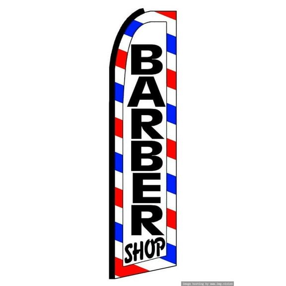 OnPoint Wares| Barber Shop Walk Ins Welcome Swooper Flag - Pack of 2 | Advertising Flag/Business Flags | 11.5ft x 3.5ft