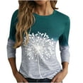 thumbnail image 1 of Mode Femme Confortable Col Rond Dégradé Impression Manches Longues 95 % Polyester, 5 % Spandex Pull à Capuche (Vert, m), 1 of 6