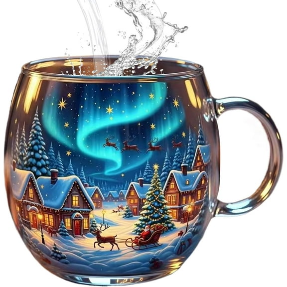 Christmas Mugs - Festive Tea Cups Coffee Mugs | 300 ml Seasonal Drinking Vessel for Hot Drinks and Cold Drinks Such as Latte