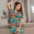 thumbnail image 3 of Fuzoiu Hawaii Palms Print Women Nightgowns, Soft Comfy Lightweight Short Sleeves Sleepwear,Crew Neck Loungewear, 3 of 6