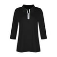 thumbnail image 6 of Half Zip Pullover Blouse Womens Solid Color 3/4 Length Sleeve Shirt V-Neck Loose Fit Casual Tunic Tops Summer Clothes for Women (Black 3XL), 6 of 6