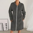 thumbnail image 5 of successthop Nightgowns for Women Winter Flannel Knee Length Soft Bathrobe Loose Housecoat Zip Solid Ladies Sleepwear S, 5 of 5