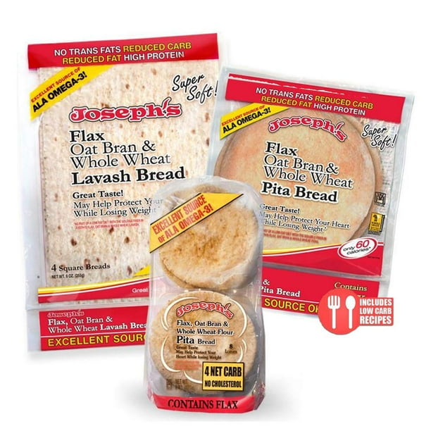 Joseph's Flax Oat Bran & Whole Wheat Reduced Carb Low Carb Pita Bread
