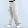 thumbnail image 4 of Pantalones Deportivos de Mujer, Estilo Cargo, de Pierna , Holgados, Ideales para Otoño, para el Trabajo y para Viajar. Gris S, 4 of 9
