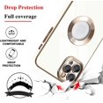 thumbnail image 2 of Compatible with iPhone 11 Pro Max 6.5" Luxury Slim Case with Logo Window,Soft TPU Cute Bling Plating Shockproof Camera Lens Protection Case for iPhone 11 Pro Max Women Girls(White), 2 of 7