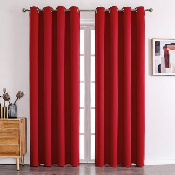 XmhyTop red Curtains for Bedroom, 100*200cm 1 slice, Window Curtains with Grommet Top, Easy to Install Drapes - Premium Polyester Window Blackout Curtains for Bedroom & Home Decor
