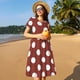 thumbnail image 4 of Disketp Maroon And White Polka Dot para Vestido de Manga Corta para Mujeres, Vestidos de Verano para Mujeres, Casual y Holgado para la Playa, 4 of 6