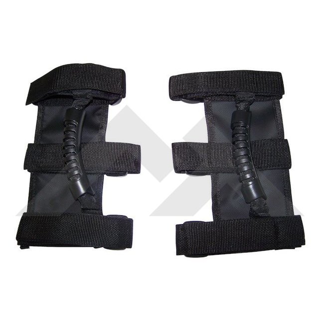 Crown Automotive Sangle de Préhension Intérieure RT27007 RT Tout-Terrain; Ensemble de 2 Poignées de Luxe; Nylon/caoutchouc; Supporte une Barre de Roulement de 2 à 3 Pouces; Noir