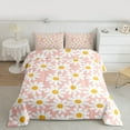 thumbnail image 2 of Feelyou Pink Groovy Flower Bedding Comforter Set for Girls, Rustic Daisy Floral Twin Comforter Sets, Vibrant Plant Reversible Bedding Set, Microfiber Bedroom Decor, 2pcs, 2 of 8