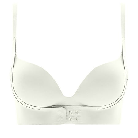 Amzcrzy Women s Plus Size Bra Full Coverage Front Closure Posture Back Unpadded Wireless Bralettes Support Minimizer Bra