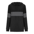 thumbnail image 5 of XPMWRP Women's Color Block Drawstring Hooded Sweatshirt Ribbed Brushed Trendy Loose Casual Knitted Winter Warm Long Sleeved Pullover with Pockets Black XXL, 5 of 5
