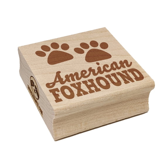 American Foxhound Dog Paw Prints Fun Text Square Rubber Stamp Stamping Scrapbooking Crafting - Small 1.25in