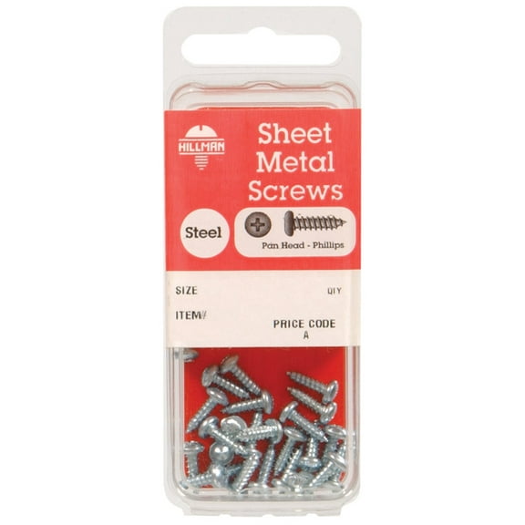Hillman 5514 Sheet Metal Screw, Phillips, Pan Head, Zinc Plated