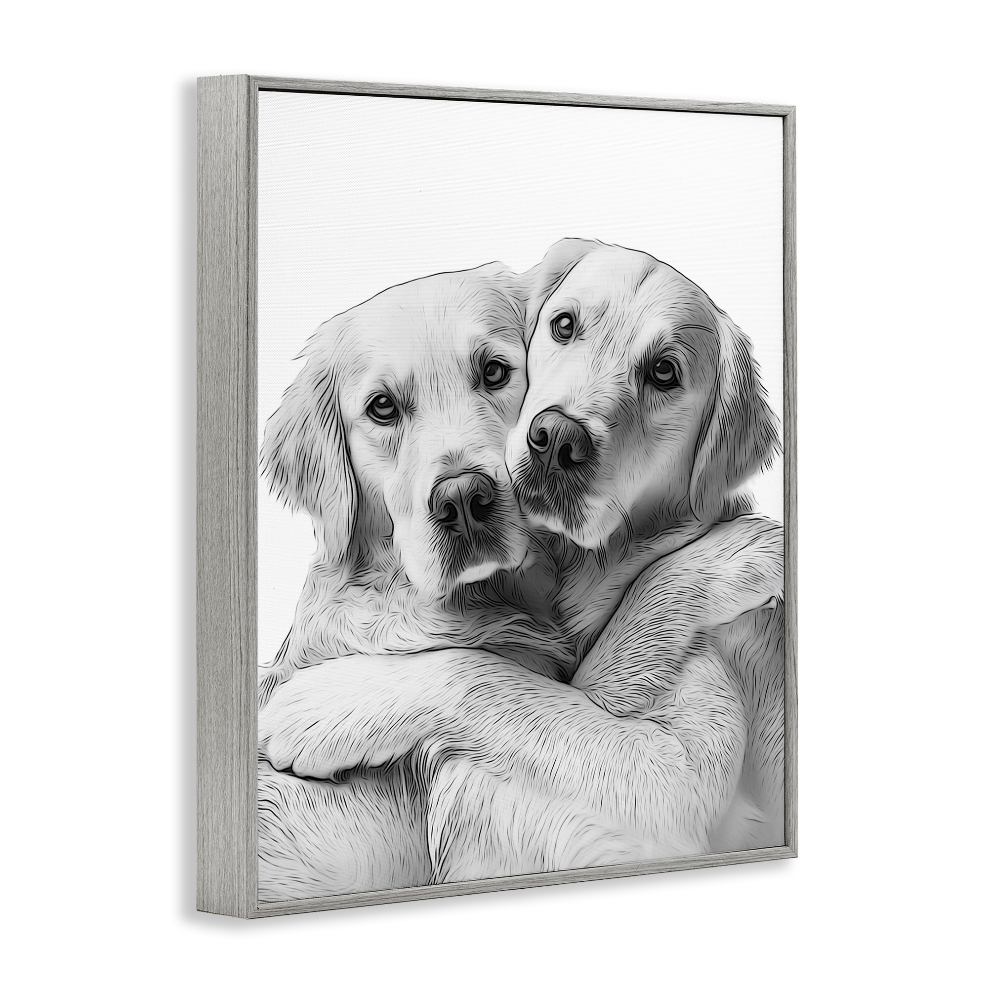 Stupell Industries Two Hugging Dogs Animals & Insects Painting Gray Framed Art Print Wall Art, 11 x 14