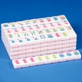 thumbnail image 1 of Juego de mahjong americano YANMEIYA, 166 fichas, 3 cm, rosa, con funda, 1 of 6