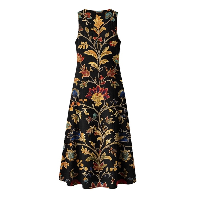 classy maxi dresses for women Odbmxy Summer Maxi Dress for Women A-Line Classy Button Womans Sun Dresses Floral V-Neck Sleeveless Going Out, Women's, Size: Large