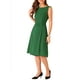 thumbnail image 4 of Vestido de trabajo con cintura ajustable INSPIRE CHIC para mujer, vestido midi sin mangas de cuello barco, color verde oscuro, talla S, 4 of 6