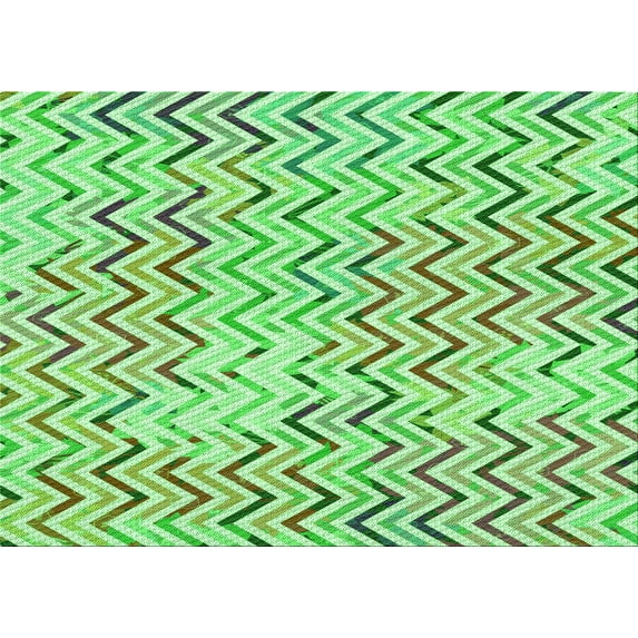 Ahgly Company Machine Washable Indoor Rectangle Transitional Green Area Rugs, 7' x 9'